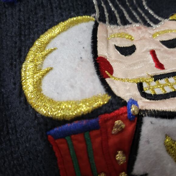 Ugly Christmas Sweater Vintage Toy Soldier Embroidery Ornaments XMAS Size Large - Picture 11 of 16